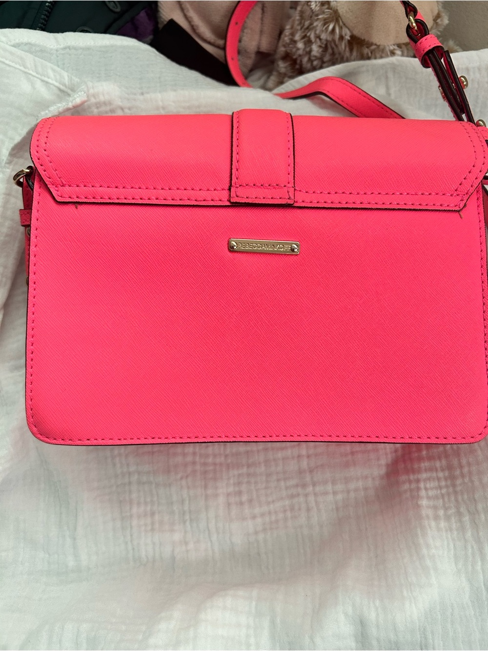 Neon Pink Structured Crossbody Bag - Picture 2 of 3